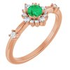 14K Rose Chatham Created Emerald and .167 CTW Diamond Ring Ref. 15641446